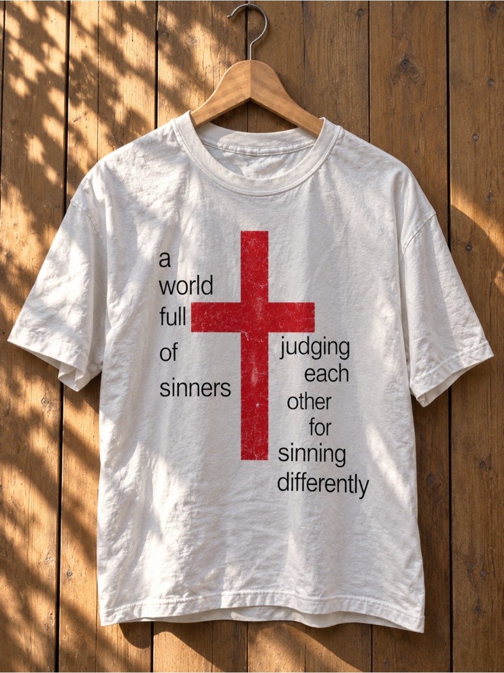 Cross Quote Graphic T-Shirt White Unisex
